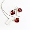 Комплект из серебра с камнями Swarovski «Рубиновое сердце»