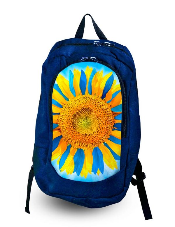 Рюкзак с фотопечатью «Желто голубой подсолнух»