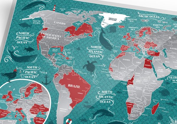 Скретч-карта мира Travel Map «Marine World»