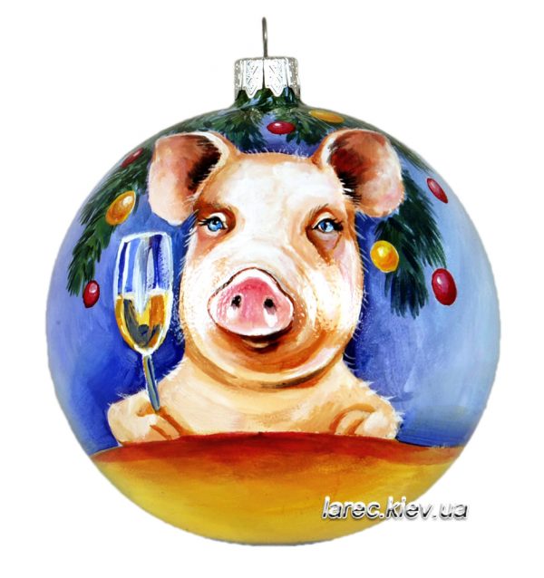 Расписной шар на елку «Радостная Свинка»