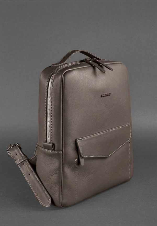 Кожаный городской рюкзак на молнии «Cooper» BlankNote (Мокко)