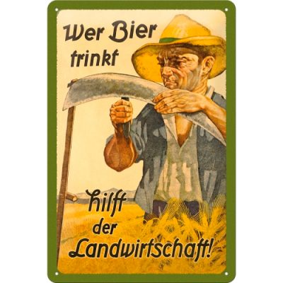 Табличка «Wer Bier trinkt hilft der...» Nostalgic Art (22198)