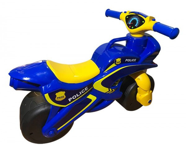 Беговел-мотоцикл Doloni Toys «Полиция» с широкими колесами (желто-синий)