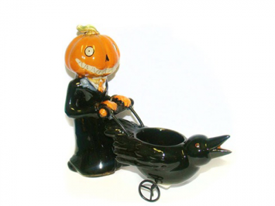 Подсвечник для свечи «Тыква с воронами»