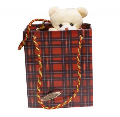 Шарманка «Мишутка» шотландка в подарочном пакете