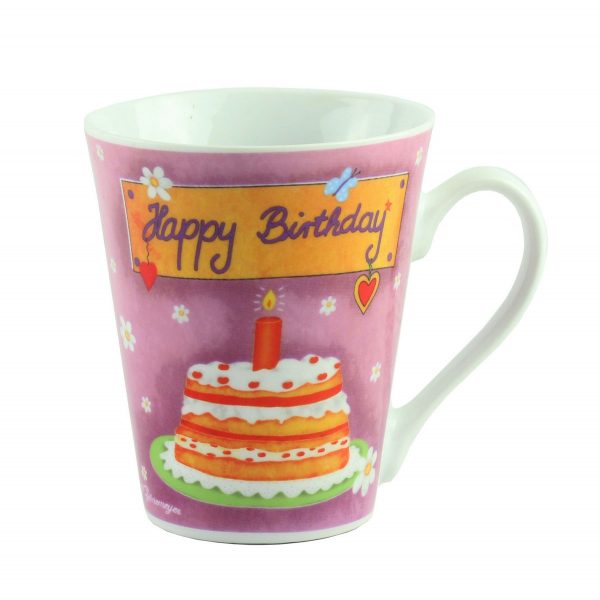 Кружка  фарфор "Happy  Birthday", фиолетовая