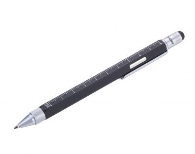 Ручка шариковая-стилус Troika Construction Magnet с линейкой, магнитом и отверткой,  черная