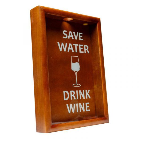 Копилка для винных пробок BST «Save Water drink wine» орех, 38х28 см.