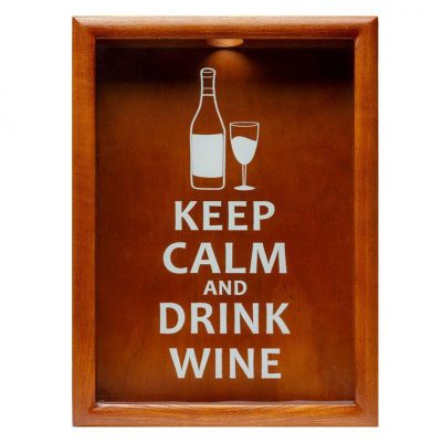 Копилка для винных пробок BST «Keep calm and drink wine» орех, 38х28 см.