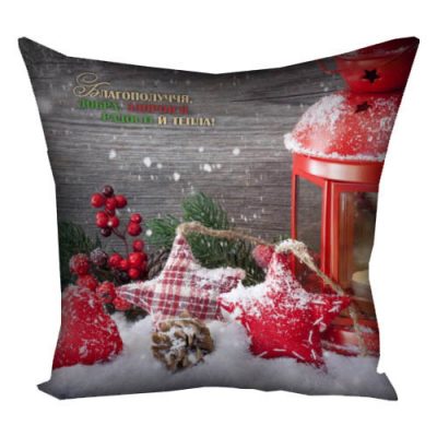 Подушка с принтом 40х40 см «Благополуччя, добра, здоров’я, радості й тепла!»