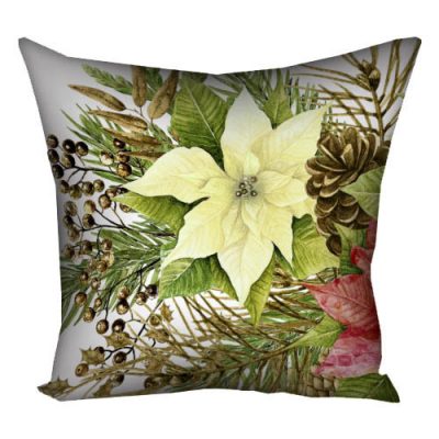 Подушка с принтом 40х40 см «Рождественский цветок»