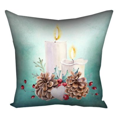 Подушка с принтом 40х40 см «Новогодние свечи»