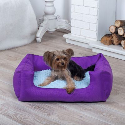 Лежанка для кота и собаки «Комфорт» фиолетовая с голубым