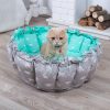 Лежанка для кота и собаки «Корзина» серая с мятным