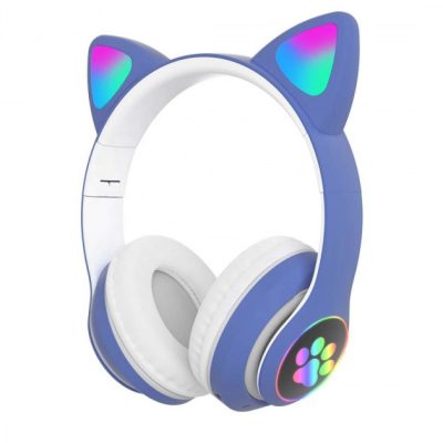 Бездротові навушники LED з котячими вушками (синій)
